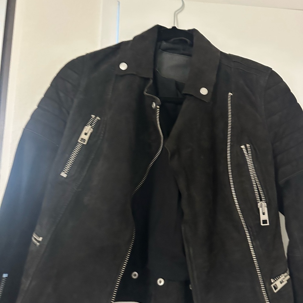 All Saints Black and Silver Utility Jacket with Sleek Design